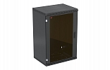Шкаф телекоммуникационный настенный разборный черный 19”,18U(600x450), ШТ-НСр-18U-600-450-С-Ч дверь стекло ССД внешний вид 1