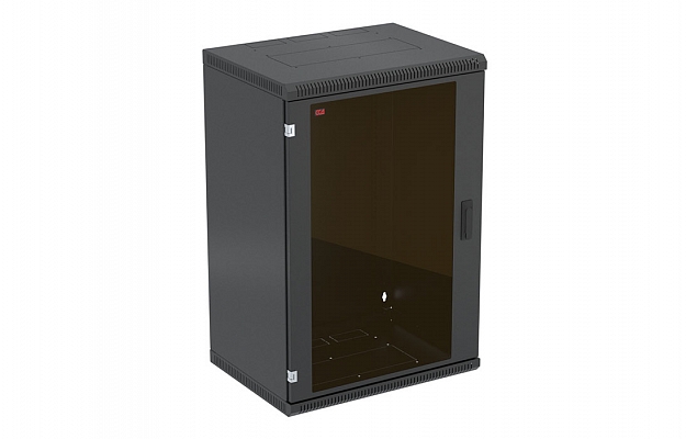 CCD ShT-NSr-18U-600-450-S-Ch  19", 18U (600x450) Wall Mount Dismountable Telecommunication Cabinet, Glass Door, Black внешний вид 1