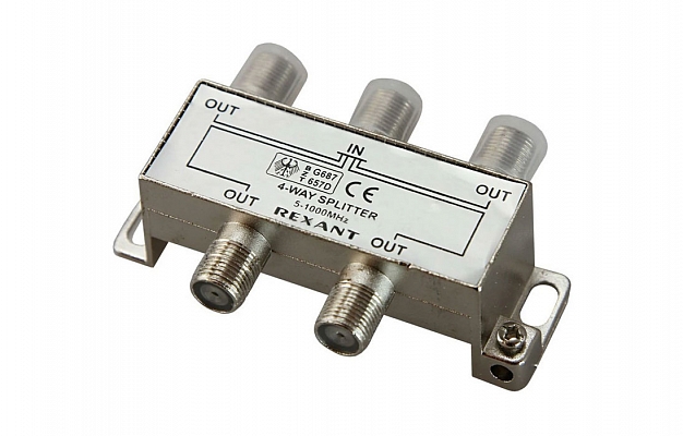 05-6003 ДЕЛИТЕЛЬ  ТВ х 4 под F разъём 5-1000 МГц  REXANT