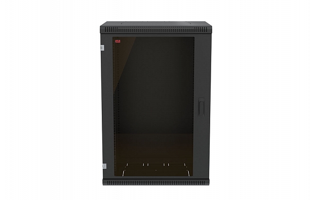 Шкаф телекоммуникационный настенный разборный черный 19”,18U(600x350), ШТ-НСр-18U-600-350-С-Ч дверь стекло ССД внешний вид 2