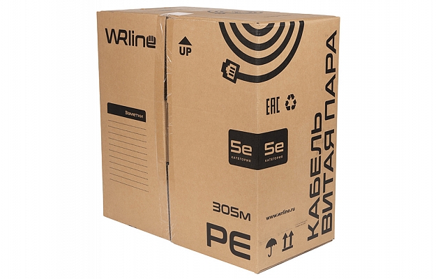 WRline WR-FTP-4P-C5E-PE-BK Кабель витая пара, экранированный F/UTP, категория 5e, 4 пары (0,50 мм), одножильный, внешний, PE, черный, 305 м внешний вид 5
