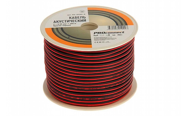 01-6102-6 Кабель акустический ШВПМ PROconnect 2х0,35 мм?, красно-черный, бухта 100 м внешний вид 1