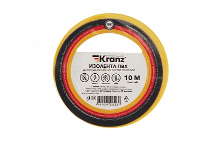 KR-09-2002 Изолента ПВХ KRANZ 0.13х15 мм, 10 м, же...