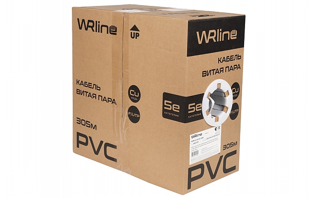 WRline WR-FTP-4P-C5E-PVC-GY Кабель витая пара, экранированный F/UTP, категория 5e, 4 пары (0,50 мм), одножильный, внутренний, PVC нг(А)-LS, серый, 305 м внешний вид 4
