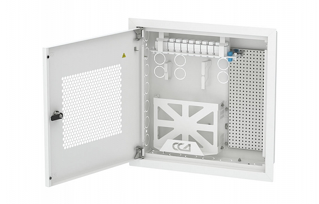 Шкаф квартирный телекоммуникационный встраиваемый с радиопрозрачной дверцей ШТ-НСс пустой ССД внешний вид 2