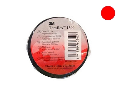 Temflex 1300 Лента изоляционная красная 15мм 10м