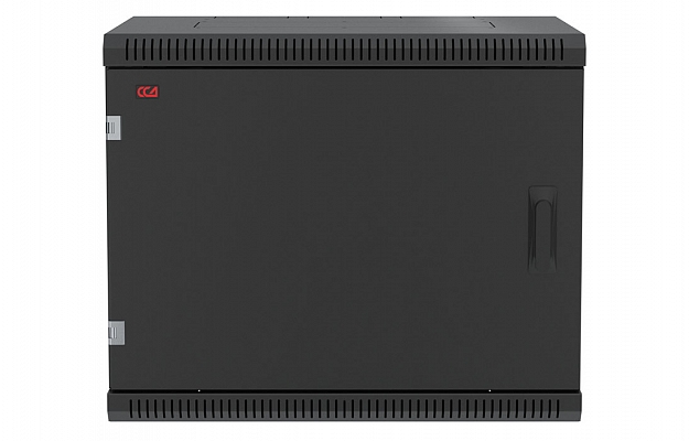 Шкаф телекоммуникационный настенный разборный черный 19”,9U(600x450), ШТ-НСр-9U-600-450-М-Ч дверь металл ССД внешний вид 2