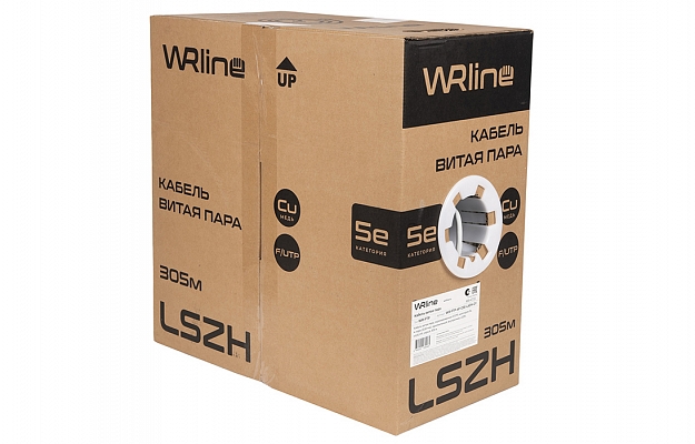 WRline WR-FTP-4P-C5E-LSZH-GY Кабель витая пара, экранированный F/UTP, категория 5e, 4 пары (0,50 мм), одножильный, внутренний, LSZH, нг(A)-HF, серый, 305 м внешний вид 4