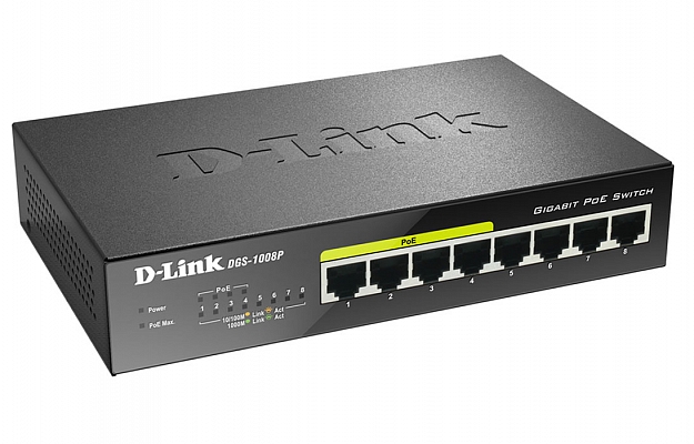 Коммутатор D-Link DGS-1008P внешний вид 2