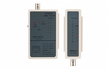 12-1001 Тестер кабеля RJ-45 + BNC 5248