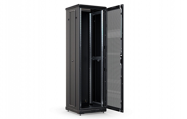 CCD ShT-NP-M-42U-600-800-P-Ch  19", 42U (600x800) Floor Mount Telecommunication Cabinet, Perforated Front Door, Black внешний вид 4