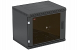 Шкаф телекоммуникационный настенный разборный черный 19”,9U(600x450), ШТ-НСр-9U-600-450-С-Ч дверь стеклянная ССД внешний вид 1