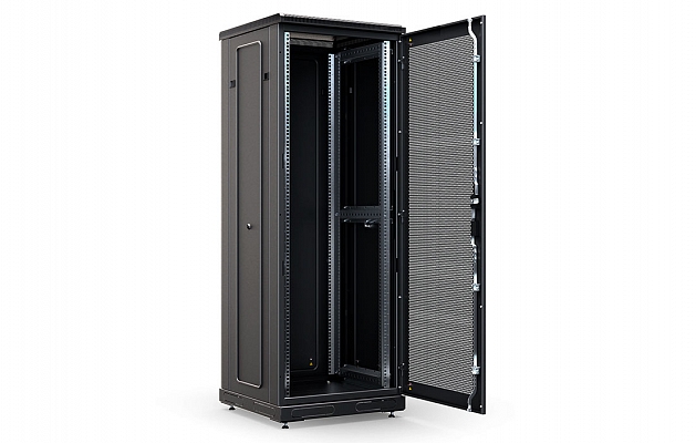 CCD ShT-NP-M-33U-800-800-P-Ch  19", 33U (800x800) Floor Mount Telecommunication Cabinet, Perforated Front Door, Black внешний вид 4
