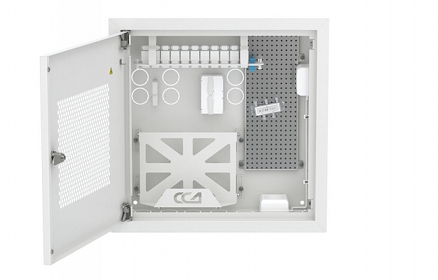 CCD ShT-NSs Apartment Built-In Telecommunication Cabinet, Radio Transparent Door, 3+2 patch cords, 1х3 splitter внешний вид 3