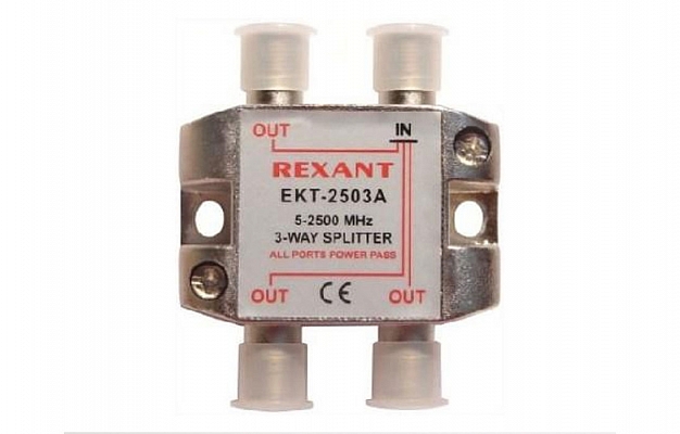 05-6202 REXANT SPUTNIK 3-Way TV Splitter, F Port, 5-2500 MHz