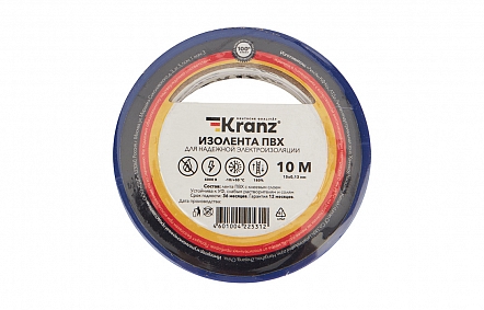 KR-09-2005 Изолента ПВХ KRANZ 15 мм х 10 м, синяя,...