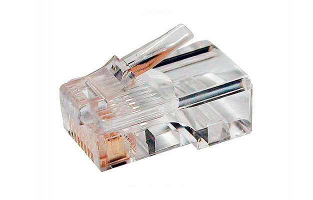49377 Hyperline PLUG-8P8C-U-C5-100 RJ-45 (8P8C) Plug for Twisted Pair, Cat. 5e (50 µ"/ 50 micro-inches), Universal (for solid/stranded conductors, 100 pcs.)