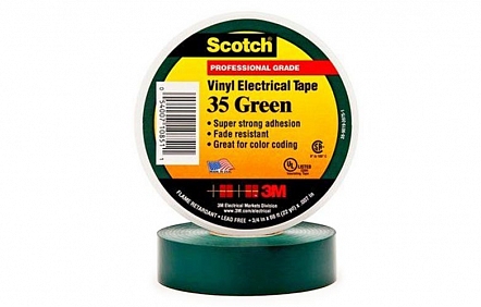 Scotch 35 Лента изоляционная зеленая 19мм 20м