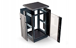 Шкаф телекоммуникационный напольный 19",18U(800x800), ШТ-НП-М-18U-800-800-С-Ч, передняя дверь стекло, черный ССД внешний вид 2