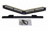 426175 PPBL4A-19-24-SH-RM Hyperline 19" Modular Patch Panel, 24 Ports, Angled, 1U, for Shielded and Unshielded Keystone Jack Module, w/Rear Cable Organizer